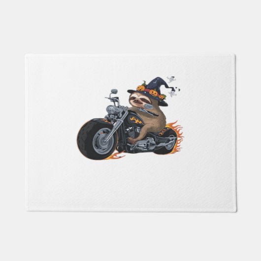 Spooky Sloth Motorcycle Ride Halloween Biker Fun C Deurmat (Voorkant)