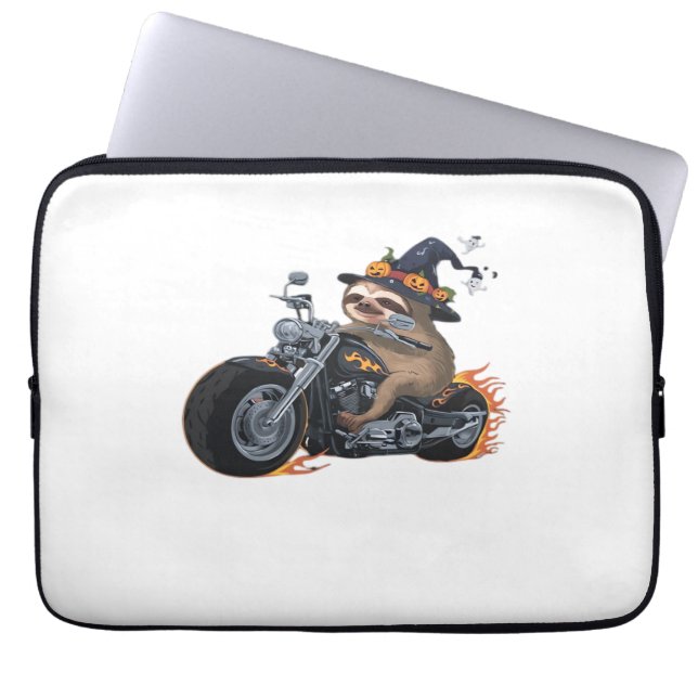 Spooky Sloth Motorcycle Ride Halloween Biker Fun C Laptop Sleeve (Voorkant)