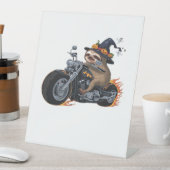 Spooky Sloth Motorcycle Ride Halloween Biker Fun C Reclamebord Met Voetstuk (Insitu)
