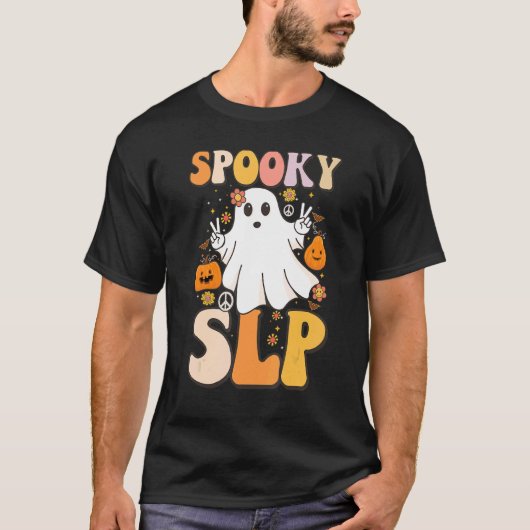 Spooky SLP Groovy Halloween Speech Language Pathol T-shirt (Voorkant)