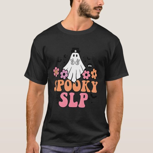 Spooky SLP Speech Language Patholoog Ghost Hallo T-shirt (Voorkant)