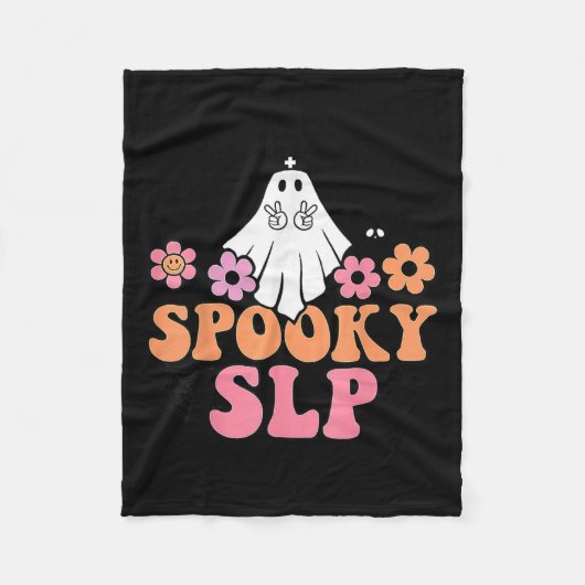 Spooky SLP Spraaktaal Patholoog Schattige Ghost Fleece Deken (Voorkant)