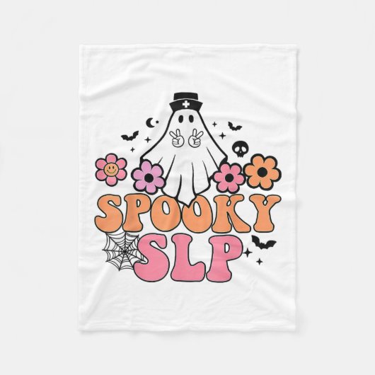 Spooky SLP Spraaktaal Patholoog Schattige Ghost Fleece Deken (Voorkant)