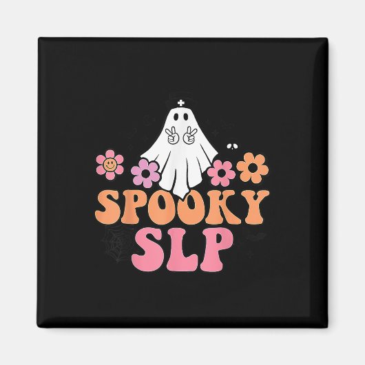 Spooky SLP Spraaktaal Patholoog Schattige Ghost Magneet (Voorkant)