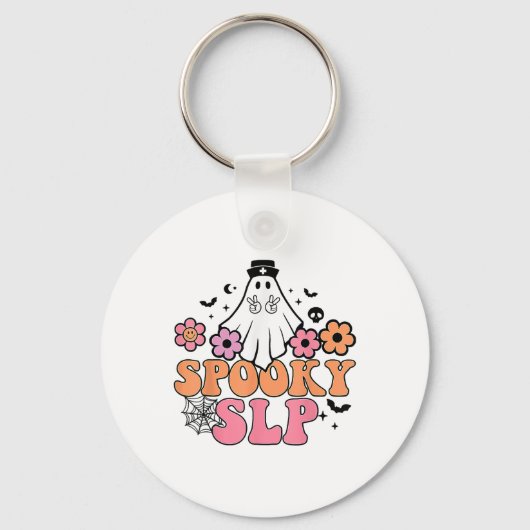 Spooky SLP Spraaktaal Patholoog Schattige Ghost Sleutelhanger (Voorkant)