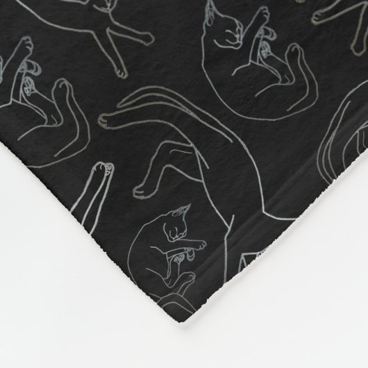 Spooky Small Black Cat Nap Fleece Blanket (zwart) (Hoek)