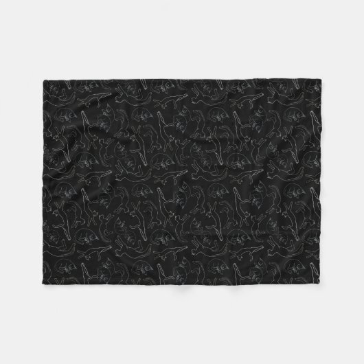 Spooky Small Black Cat Nap Fleece Blanket (zwart) Deken (Voorkant (Horizontaal))