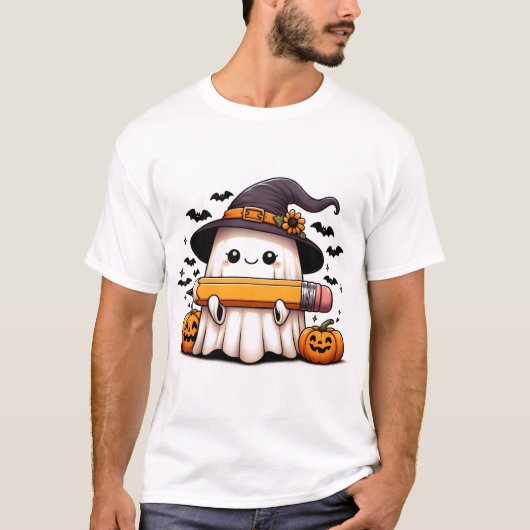 Spooky Smart: Teacher Ghost T-shirt (Voorkant)