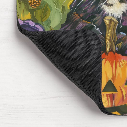 Spooky smoking kat Halloween heks en pompoen Muismat (Hoek)