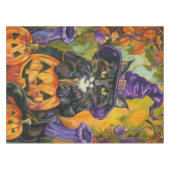 Spooky smoking kat Halloween heks en pompoen Tafelkleed (Voorkant (Horizontaal))