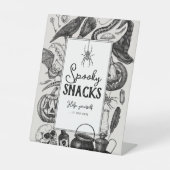 Spooky Snacks Halloween Party Reclamebord Met Voetstuk (Voorkant)