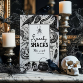 Spooky Snacks Halloween Party Reclamebord Met Voetstuk