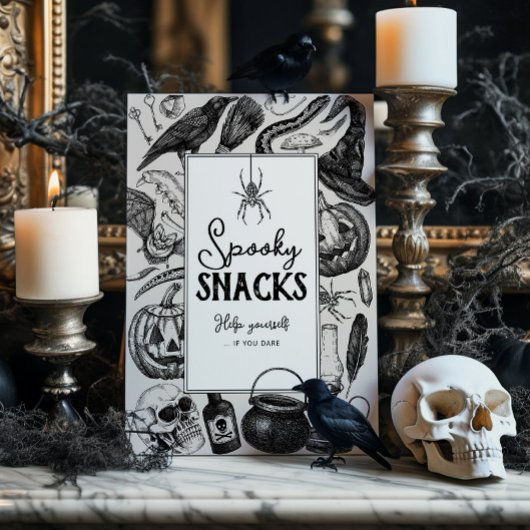 Spooky Snacks Halloween Party Reclamebord Met Voetstuk