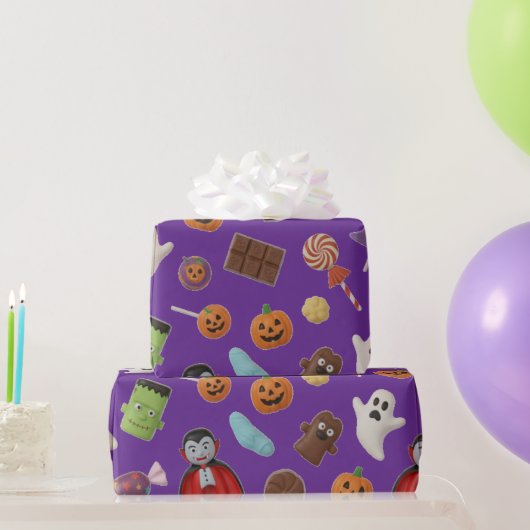 Spooky Snoep Monsters Halloween Cadeaupapier (Feestgeschenken)