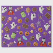 Spooky Snoep Monsters Halloween Cadeaupapier (Vlak)