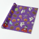 Spooky Snoep Monsters Halloween Cadeaupapier (Uitgerold)