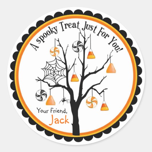 Spooky Snoep Tree Halloween Favor Stickers (Voorkant)