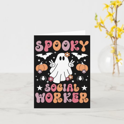 Spooky Social Worker Halloween Best Social Workers Kaart (Gele Bloem)