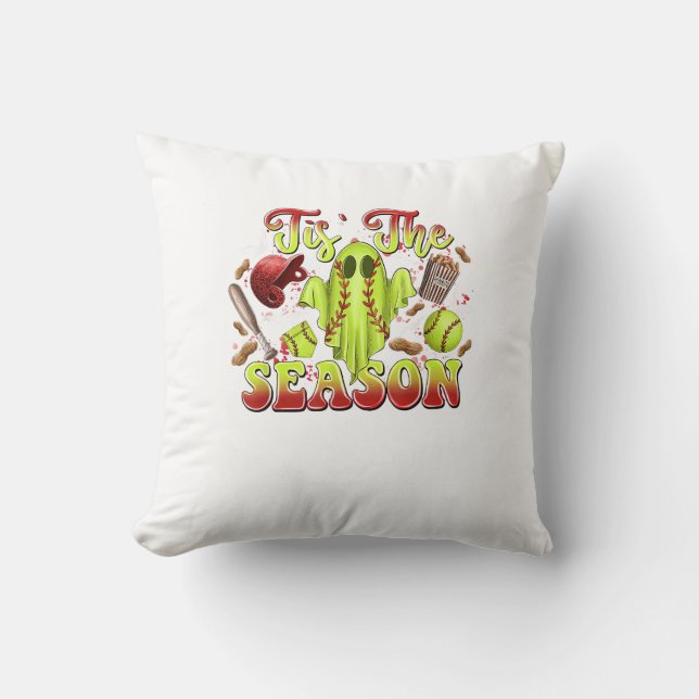 Spooky Softball Costume Funny Halloween Tis The Se Kussen (Voorkant)