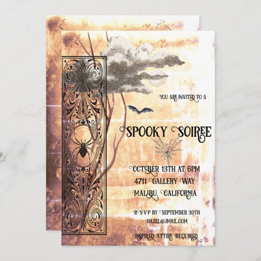 Spooky Soiree Feestdagenkaart (Voorkant / Achterkant)