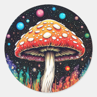 Spooky Space Cottage Core Mushroom 3 Ronde Sticker