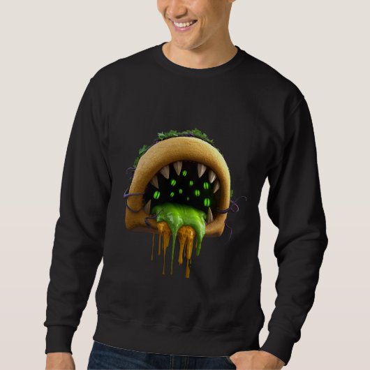 Spooky Space Taco Mutant Alien Creepy Cute Hallowe Trui (Voorkant)