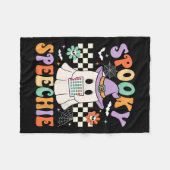 Spooky Speechie Spraaktherapie Halloween Retro SLP Fleece Deken (Voorkant (Horizontaal))