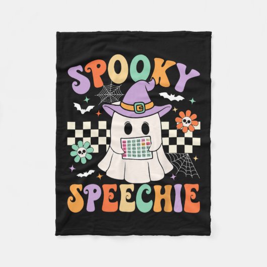 Spooky Speechie Spraaktherapie Halloween Retro SLP Fleece Deken (Voorkant)