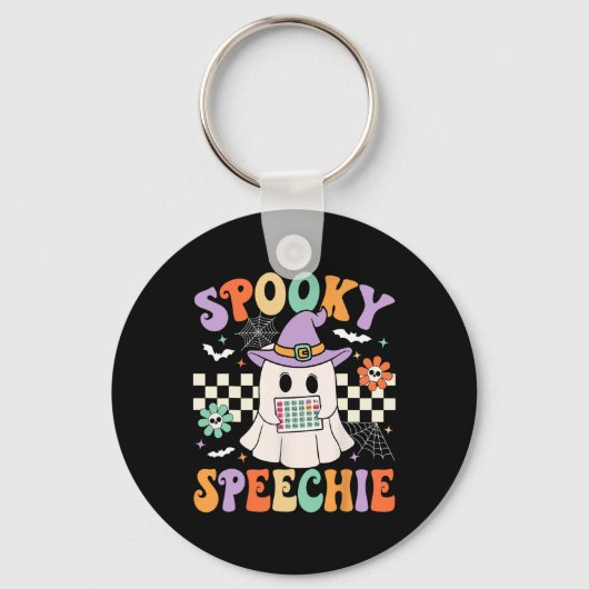 Spooky Speechie Spraaktherapie Halloween Retro SLP Sleutelhanger (Voorkant)
