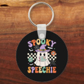 Spooky Speechie Spraaktherapie Halloween Retro SLP Sleutelhanger (Voorkant)
