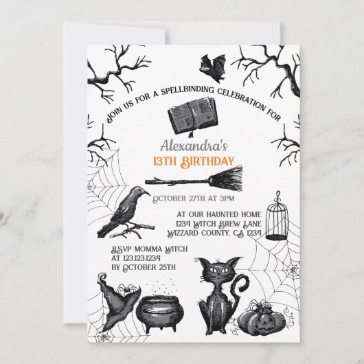 Spooky Spellbinding Halloween Verjaardagsfeestje Kaart (Voorkant)