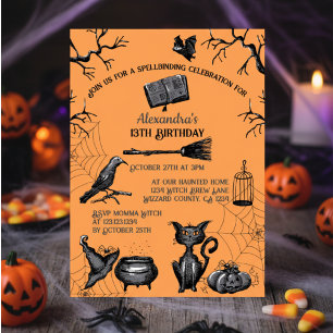 Spooky Spellbinding Halloween Verjaardagsfeestje Kaart