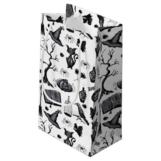 Spooky Spellbinding Halloween Verjaardagsfeestje Klein Cadeauzakje (Achterkant Gekanteld)