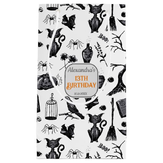 Spooky Spellbinding Halloween Verjaardagsfeestje Klein Cadeauzakje (Voorkant)