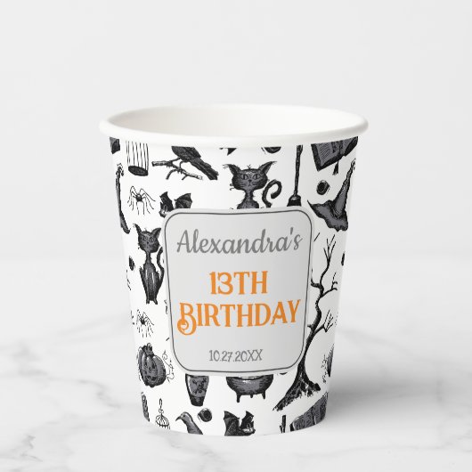 Spooky Spellbinding Halloween Verjaardagsfeestje Papieren Bekers (Voorkant)