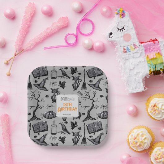 Spooky Spellbinding Halloween Verjaardagsfeestje Papieren Bordje (Feest)