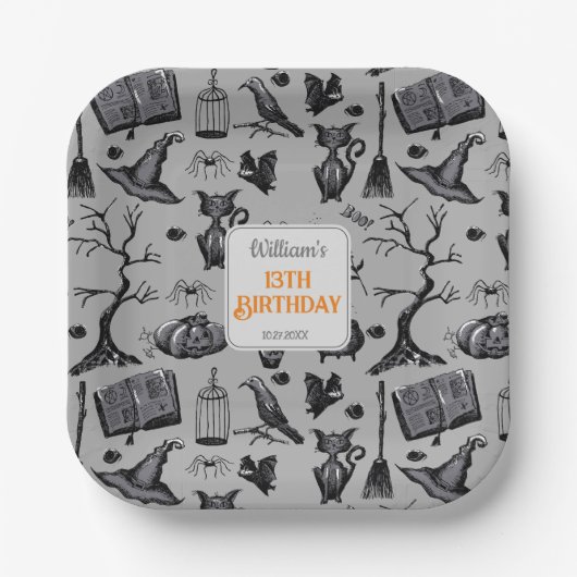 Spooky Spellbinding Halloween Verjaardagsfeestje Papieren Bordje (Voorkant)
