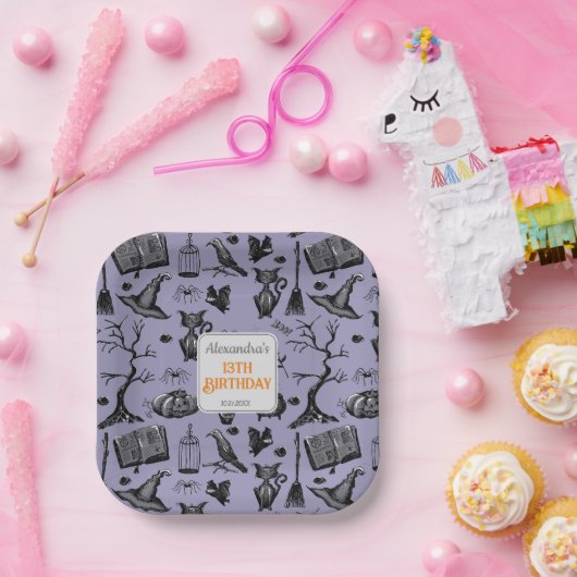 Spooky Spellbinding Halloween Verjaardagsfeestje Papieren Bordje (Feest)