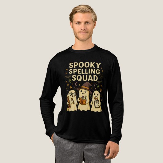 Spooky Spelling Squad Schattigee Spookleraar Hallo Tri-Blend Shirt (Voorkant)