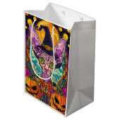 Spooky Sphynx kat Halloween heks en pompoen Medium Cadeauzakje (Achterkant Gekanteld)