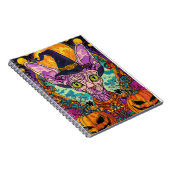 Spooky Sphynx kat Halloween heks en pompoen Notitieboek (Rechterzijde)