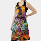 Spooky Sphynx kat Halloween heks en pompoen Schort (Insitu)