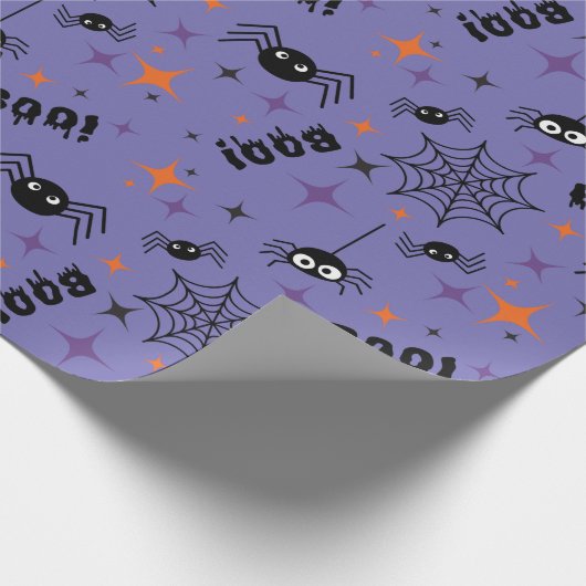 Spooky Spider, Cobweb Gift Wrapping Paper Boo! Cadeaupapier (Hoek)