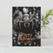 Spooky Spider Cobweb Happy Halloween Kaart (Staand voorkant)