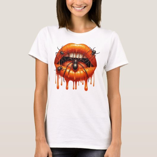 Spooky Spider Drip Lips T-shirt (Voorkant)