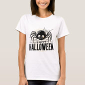 Spooky Spider en Happy Halloween T-shirt (Voorkant)