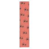 Spooky Spider en Web Oranje Halloween Korte Tafelloper (Voorkant)