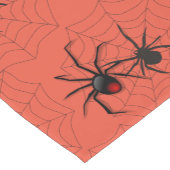 Spooky Spider en Web Oranje Halloween Korte Tafelloper (Hoek)