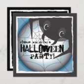 Spooky Spider Full Moon Halloween Party Invitation Kaart (Voorkant / Achterkant)