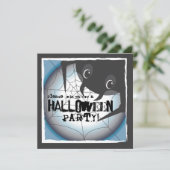 Spooky Spider Full Moon Halloween Party Invitation Kaart (Staand voorkant)